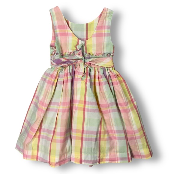 Ralph Lauren Girls Dress Sz 4T Plaid Cotton Poplin Lined Pink Summer Spring - Picture 5 of 9